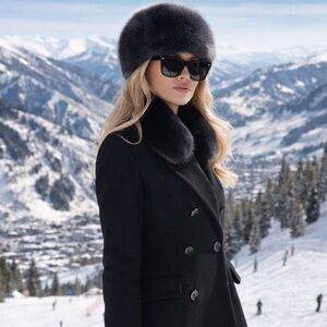 Vintage Fox Fur Hat | Charcoal Slate Blue Tone | Aspen Luxury | Never Worn |